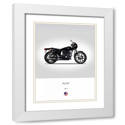 Harley Davidson XLCR 1977 White Modern Wood Framed Art Print with Double Matting by Rogan, Mark