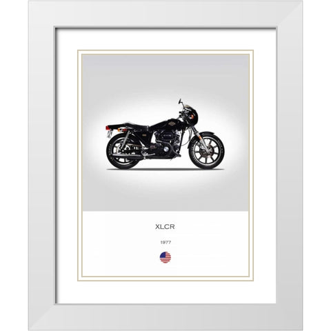 Harley Davidson XLCR 1977 White Modern Wood Framed Art Print with Double Matting by Rogan, Mark