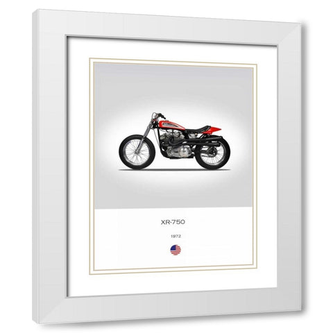 Harley Davidson XR 750 1972 White Modern Wood Framed Art Print with Double Matting by Rogan, Mark