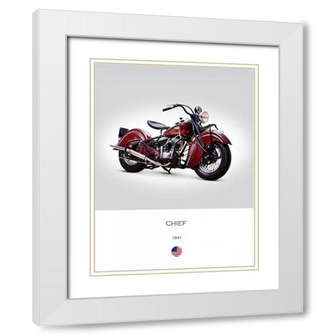 Indian Chief 1941 White Modern Wood Framed Art Print with Double Matting by Rogan, Mark