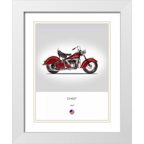 Indian Chief 1947 White Modern Wood Framed Art Print with Double Matting by Rogan, Mark