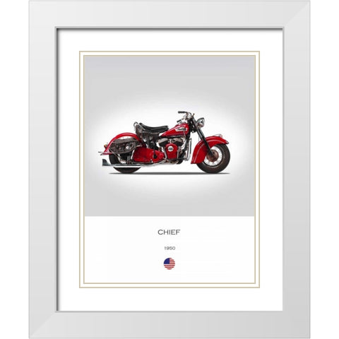 Indian Chief 1950 White Modern Wood Framed Art Print with Double Matting by Rogan, Mark