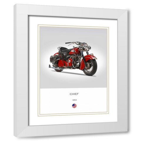 Indian Chief 1953 White Modern Wood Framed Art Print with Double Matting by Rogan, Mark