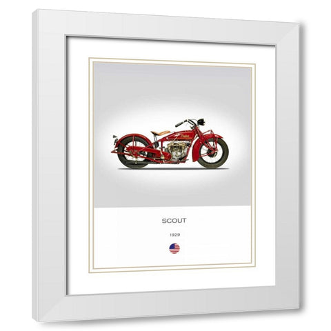 Indian Scout 101 1929 White Modern Wood Framed Art Print with Double Matting by Rogan, Mark