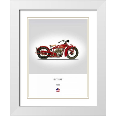 Indian Scout 101 1929 White Modern Wood Framed Art Print with Double Matting by Rogan, Mark