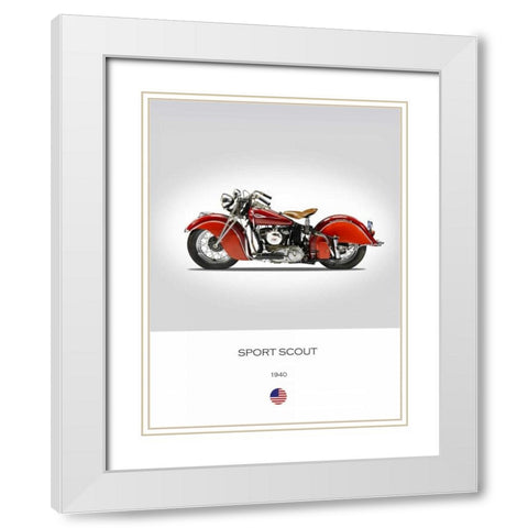 Indian Sport Scout 1940 White Modern Wood Framed Art Print with Double Matting by Rogan, Mark