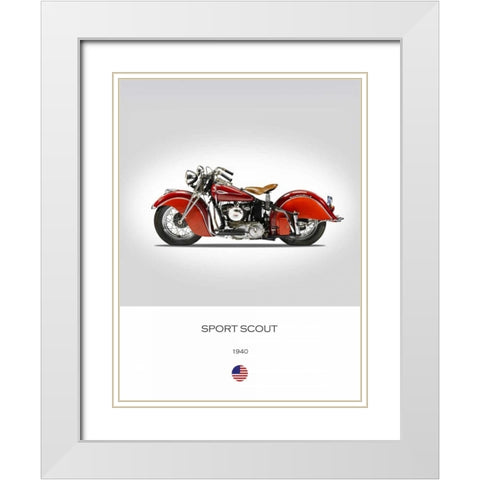 Indian Sport Scout 1940 White Modern Wood Framed Art Print with Double Matting by Rogan, Mark
