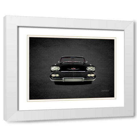 Chevrolet Impala 1958 White Modern Wood Framed Art Print with Double Matting by Rogan, Mark
