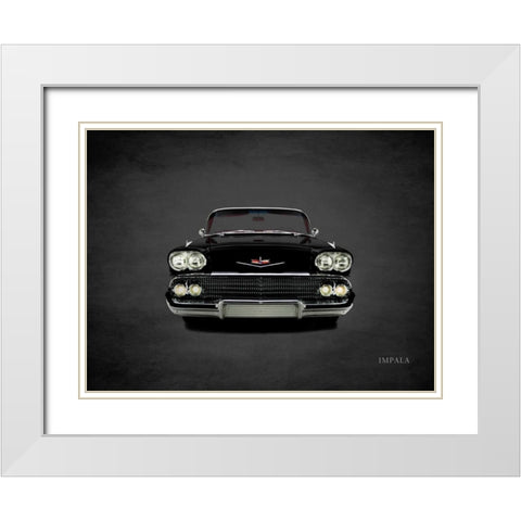 Chevrolet Impala 1958 White Modern Wood Framed Art Print with Double Matting by Rogan, Mark