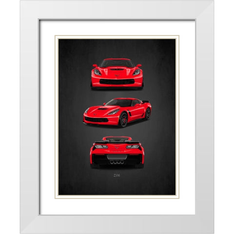 Chevrolet-Corvette-Z06 White Modern Wood Framed Art Print with Double Matting by Rogan, Mark