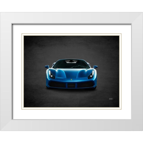 Ferrari 488 White Modern Wood Framed Art Print with Double Matting by Rogan, Mark