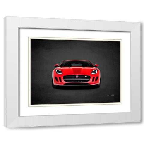 Jaguar F-Type Front White Modern Wood Framed Art Print with Double Matting by Rogan, Mark