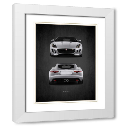 Jaguar F-Type Front-Back White Modern Wood Framed Art Print with Double Matting by Rogan, Mark