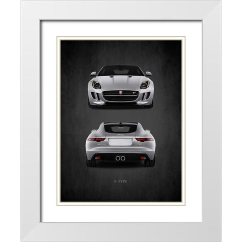 Jaguar F-Type Front-Back White Modern Wood Framed Art Print with Double Matting by Rogan, Mark
