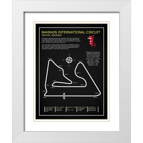 Bahrain Intl. Circuit BL White Modern Wood Framed Art Print with Double Matting by Rogan, Mark