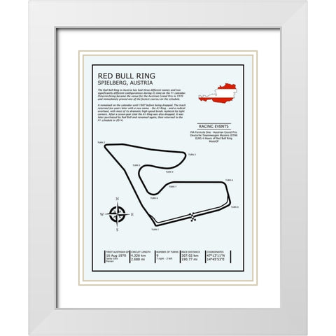 Red Bull Ring Austria White Modern Wood Framed Art Print with Double Matting by Rogan, Mark