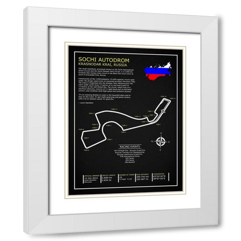 Sochi Autodrom Russia BL White Modern Wood Framed Art Print with Double Matting by Rogan, Mark