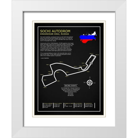 Sochi Autodrom Russia BL White Modern Wood Framed Art Print with Double Matting by Rogan, Mark