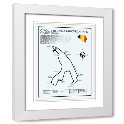 Spa-francorchamps Circuit White Modern Wood Framed Art Print with Double Matting by Rogan, Mark