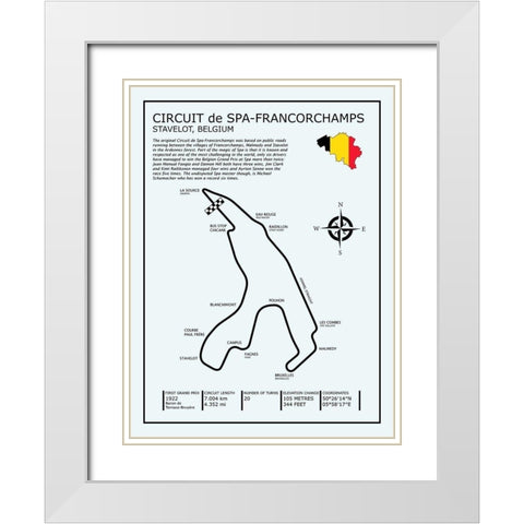 Spa-francorchamps Circuit White Modern Wood Framed Art Print with Double Matting by Rogan, Mark