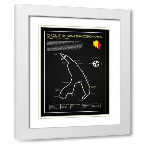 Spa-francorchamps Circuit BL White Modern Wood Framed Art Print with Double Matting by Rogan, Mark