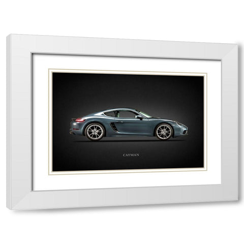 Porsche Cayman 718 White Modern Wood Framed Art Print with Double Matting by Rogan, Mark