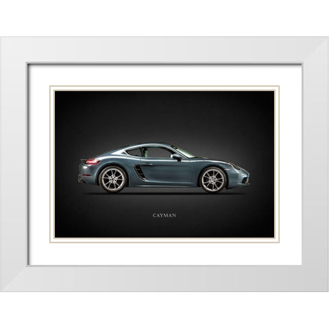 Porsche Cayman 718 White Modern Wood Framed Art Print with Double Matting by Rogan, Mark