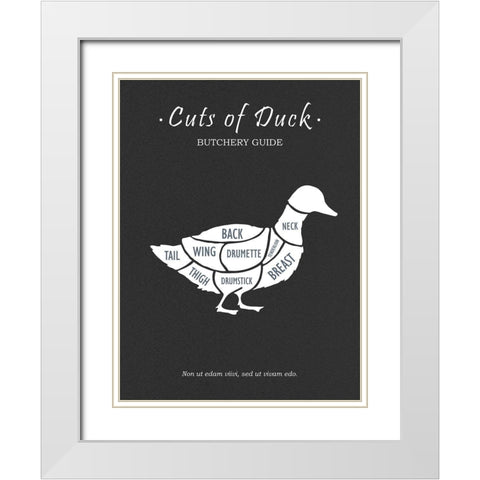Butchery Duck White Modern Wood Framed Art Print with Double Matting by Rogan, Mark