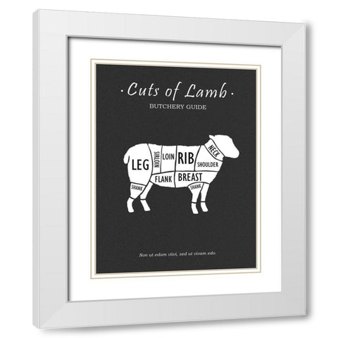 Butchery Lamb White Modern Wood Framed Art Print with Double Matting by Rogan, Mark