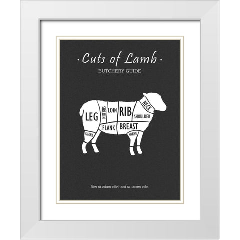 Butchery Lamb White Modern Wood Framed Art Print with Double Matting by Rogan, Mark