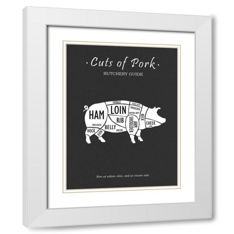 Butchery Pork White Modern Wood Framed Art Print with Double Matting by Rogan, Mark