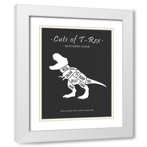 Butchery T-Rex White Modern Wood Framed Art Print with Double Matting by Rogan, Mark