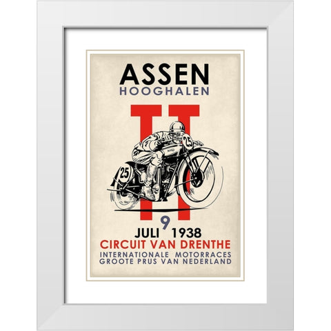 Assen TT Motorcycle Races 1938 White Modern Wood Framed Art Print with Double Matting by Rogan, Mark
