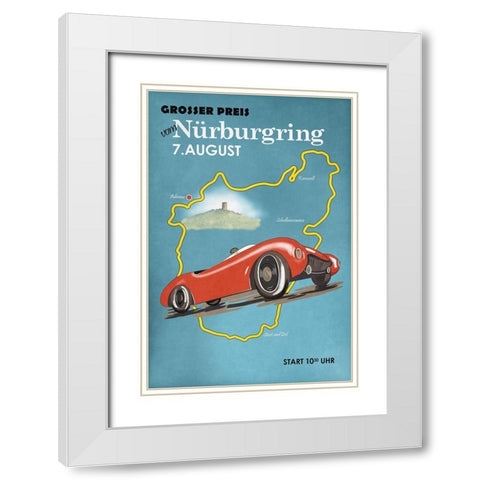 Nurburgring Motorcycle Racing White Modern Wood Framed Art Print with Double Matting by Rogan, Mark