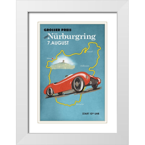 Nurburgring Motorcycle Racing White Modern Wood Framed Art Print with Double Matting by Rogan, Mark