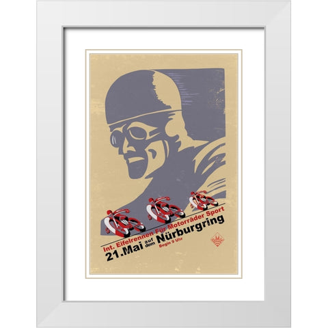 Nurburgring Vintage Racing  White Modern Wood Framed Art Print with Double Matting by Rogan, Mark