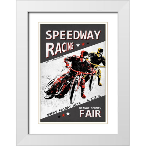Speedway Racing OC Fair White Modern Wood Framed Art Print with Double Matting by Rogan, Mark