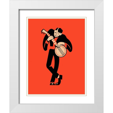 The Banjo  White Modern Wood Framed Art Print with Double Matting by Rogan, Mark