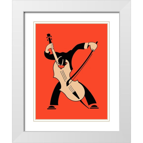 The Cello  White Modern Wood Framed Art Print with Double Matting by Rogan, Mark