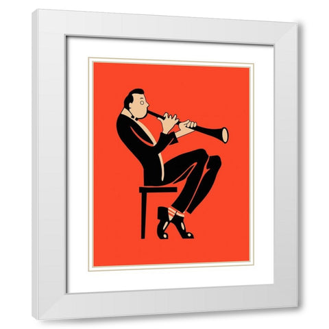 The Clarinet  White Modern Wood Framed Art Print with Double Matting by Rogan, Mark