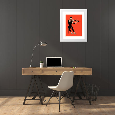 The Flute  White Modern Wood Framed Art Print with Double Matting by Rogan, Mark