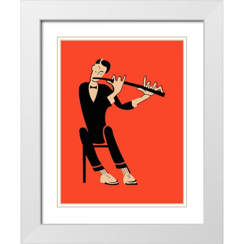 The Flute  White Modern Wood Framed Art Print with Double Matting by Rogan, Mark