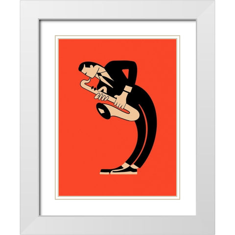 The Saxophone  White Modern Wood Framed Art Print with Double Matting by Rogan, Mark