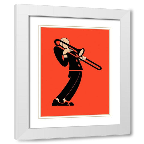 The Trombone  White Modern Wood Framed Art Print with Double Matting by Rogan, Mark