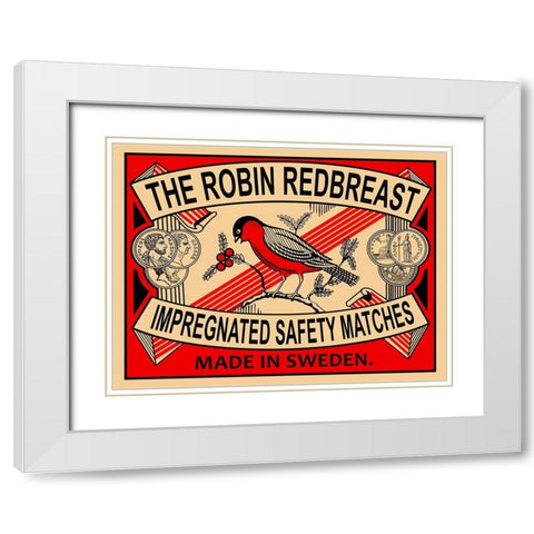 Robin Matches White Modern Wood Framed Art Print with Double Matting by Rogan, Mark