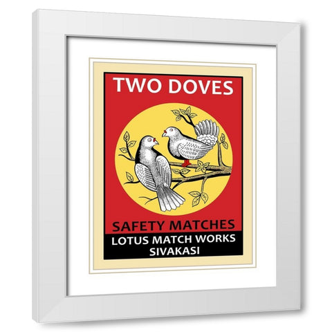 Two Doves White Modern Wood Framed Art Print with Double Matting by Rogan, Mark