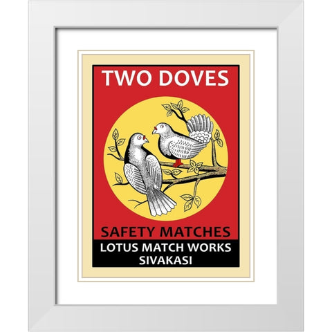 Two Doves White Modern Wood Framed Art Print with Double Matting by Rogan, Mark