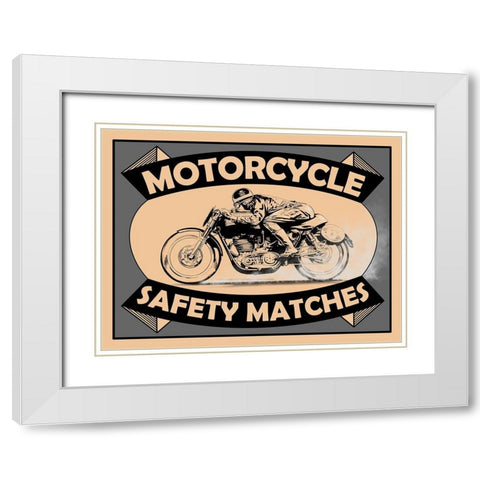 Motorcycle Safety Matches White Modern Wood Framed Art Print with Double Matting by Rogan, Mark