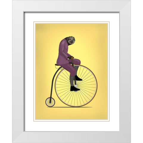 Sloth Penny Farthing White Modern Wood Framed Art Print with Double Matting by Rogan, Mark