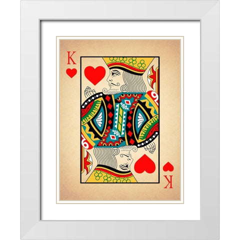 King of Hearts White Modern Wood Framed Art Print with Double Matting by Rogan, Mark